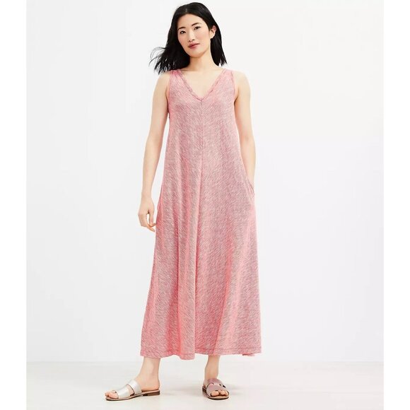 Lou & Grey Striped Softserve Slub Pocket Maxi Dress Women's XS 100% Cotton Red - Picture 2 of 10